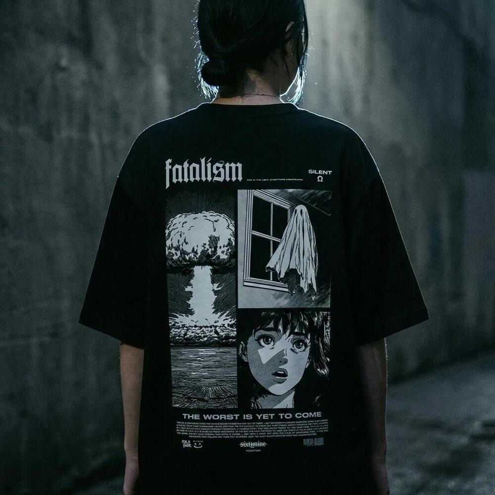 Manga Graphic Tee , Dark Anime Back Print T Shirt Apocalypse